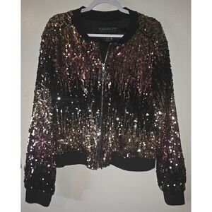 Sequin Bomber Jacket Women Forever 21 Plus Sizes 2X Black , Pink & Gold Hombre